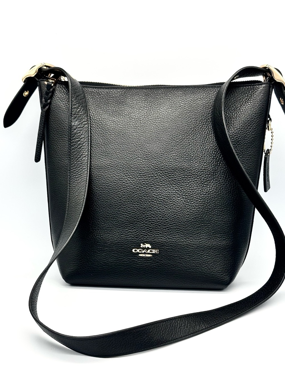 COACH C2818 Val Duffle Black Pebbled Leather Crossbody Shoulder Bag Purse
